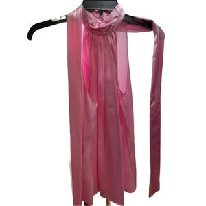 Ramy Brook Women’s  Silk Sleeveless Halter Top Sz M Pink Bow Back